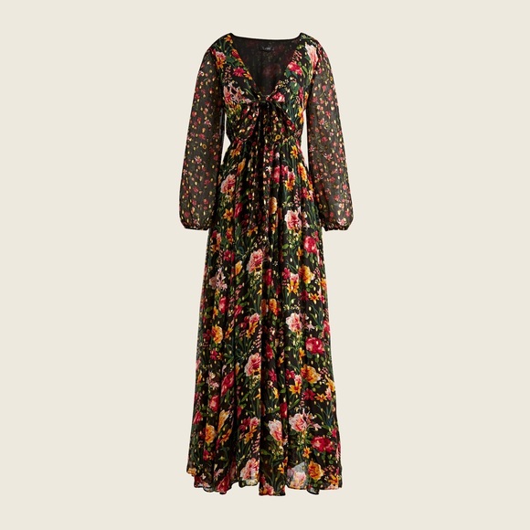 J. Crew Dresses & Skirts - NWT J.Crew Small Tie Front Lurex Maxi Dress in Mixed Metallic Floral Print